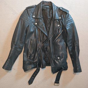 BLUE BLK DNM LEATHER JACKET Size M